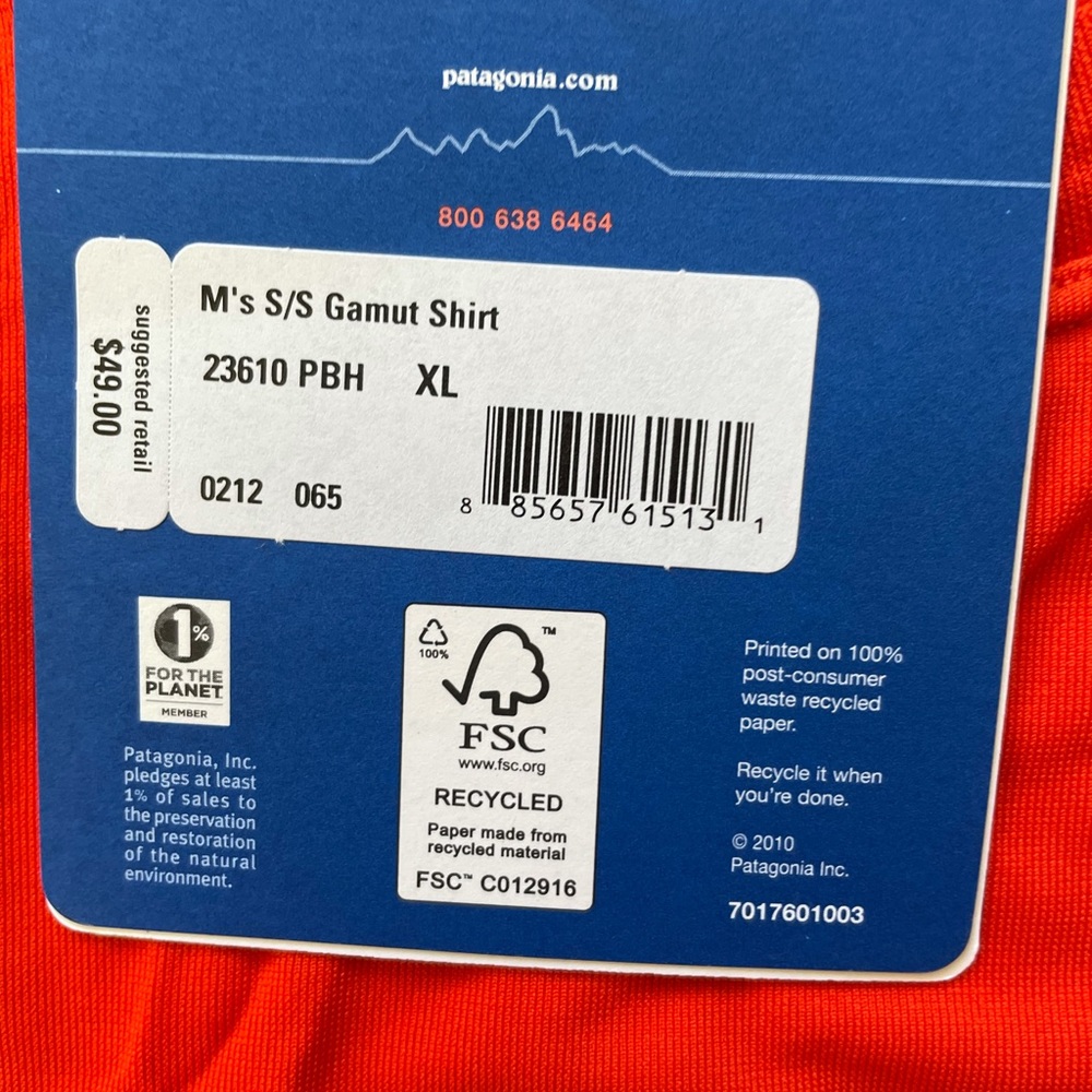 NWT Patagonia Men's Short sleeve Gamut Shirt XL - Picture 3 of 5